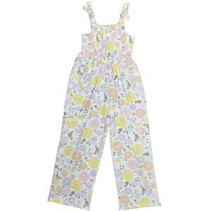 Paisley Lane Girls Floral Print Jumpsuit Size 12 With Ruffled Straps & Shirred B